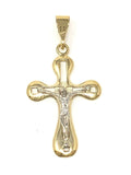 14k Two Tone Gold Jesus Crucifix Cross Religious Charm Pendant 1.75" 3.1 grams