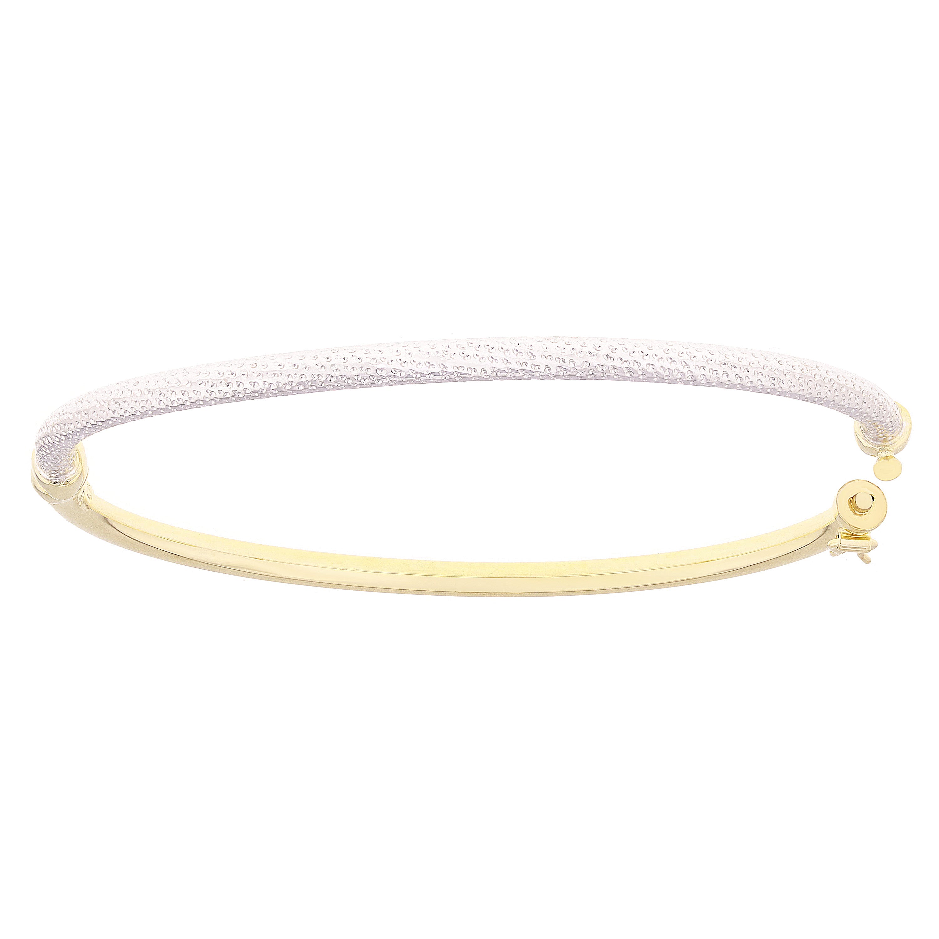 Italian 14k Yellow & White Gold Snare Design & Polished Oval Bangle Bracelet