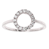 14k White Gold Open Circle Natural Diamond Ring Size 6 - White