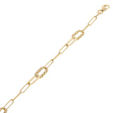 Italian 14k Yellow Gold High Polished & Diamond Cut Paperclip Link Bracelet 7"
