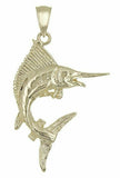 14k Yellow Gold Solid Marlin Fish Charm Pendant 1.8 grams