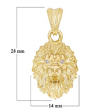 14k Yellow Gold 3D Lion Head Charm Pendant 1.1" with Diamond Eyes 4 grams - Small 4 grams