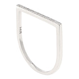 14k White Gold 0.07ctw Natural Diamond Bar Ring Size 6 - White