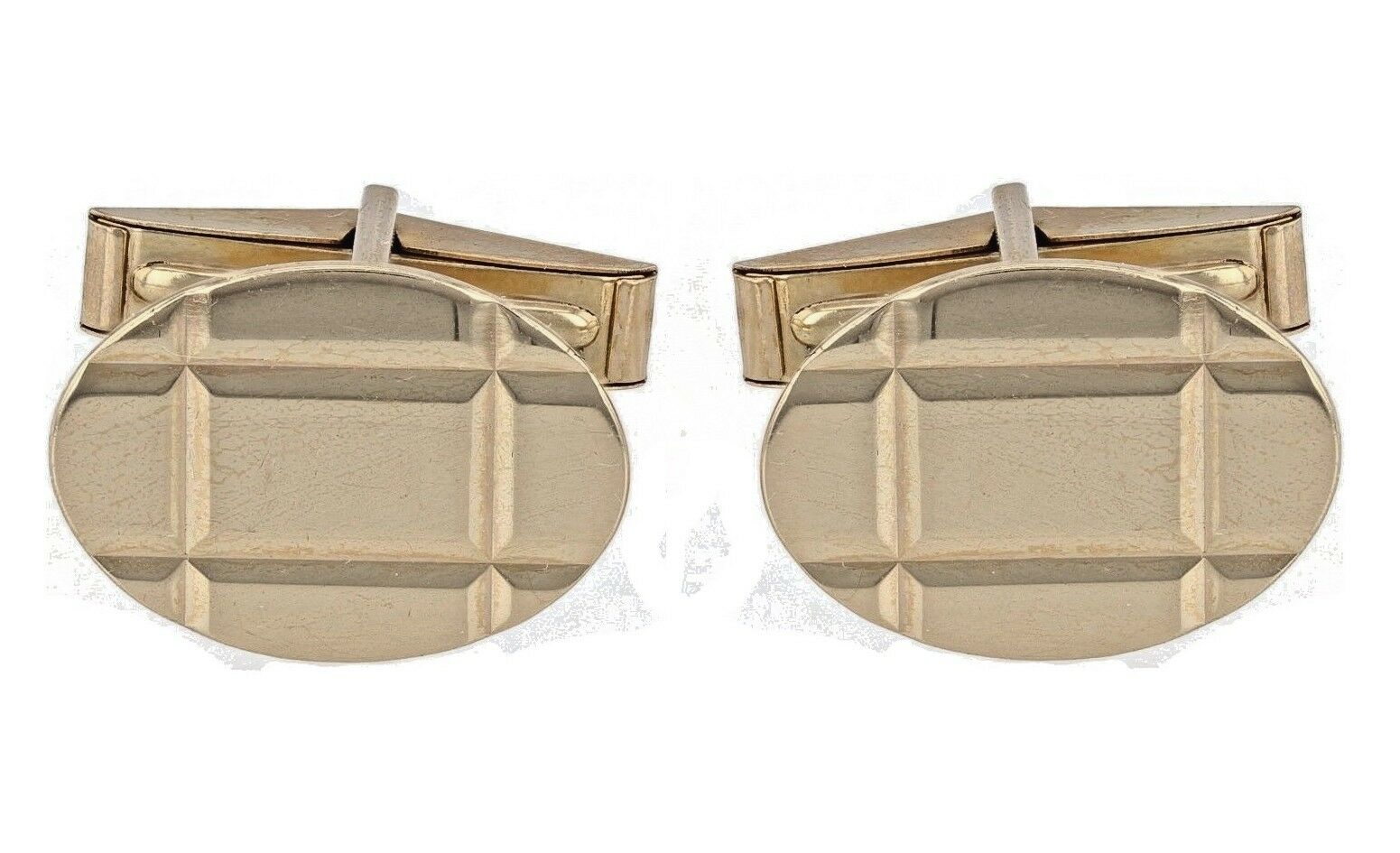 14k Yellow Gold Solid Classic Oval Cuff Links 16.9x12.4mm 5.9 grams