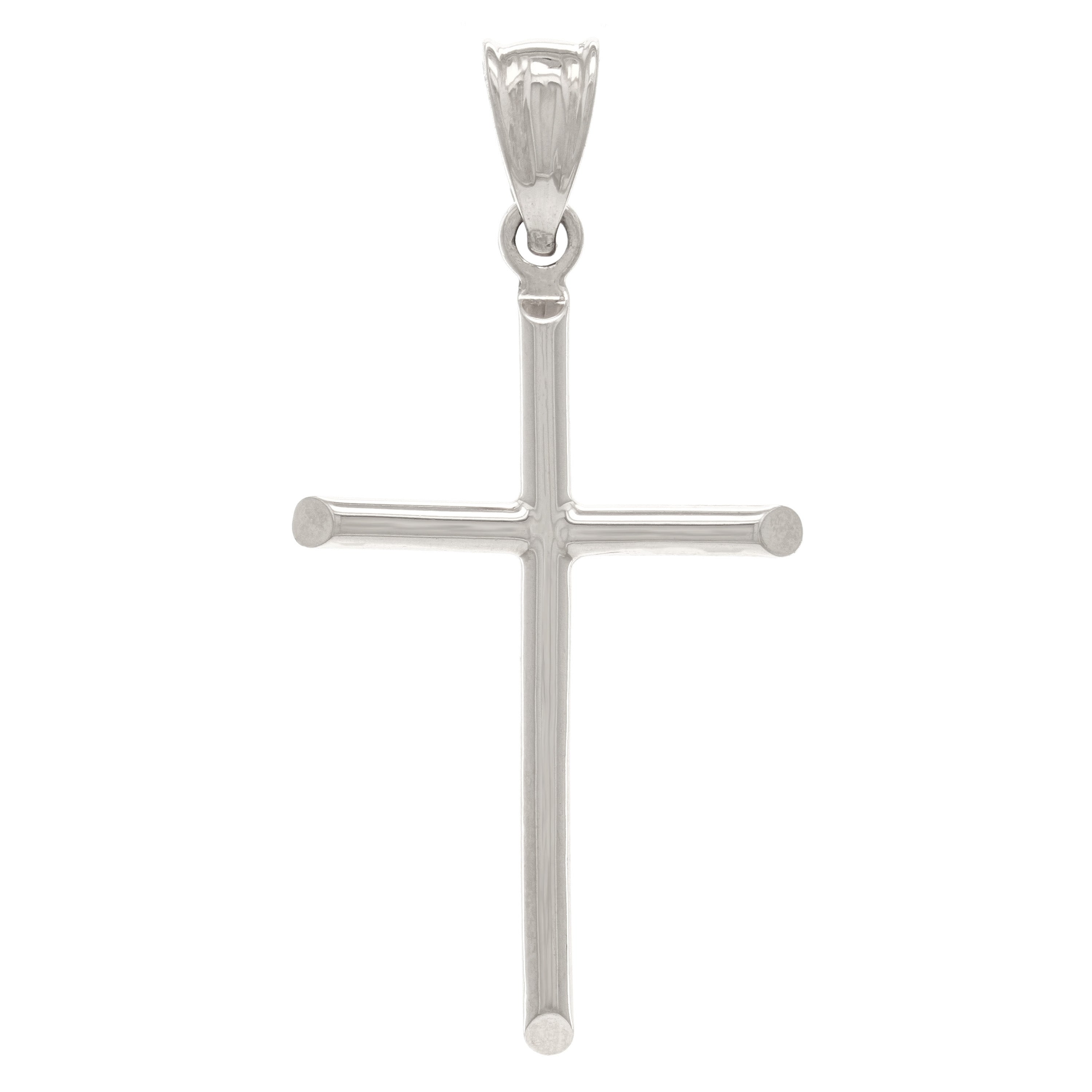 14k White Gold Solid Plain Cross Religious Charm Pendant 1.7" 3.5g Medium - Medium