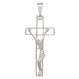 14k White Gold Jesus Christ Crucifix Cross Religious Charm Pendant 2" 3.6 grams - White