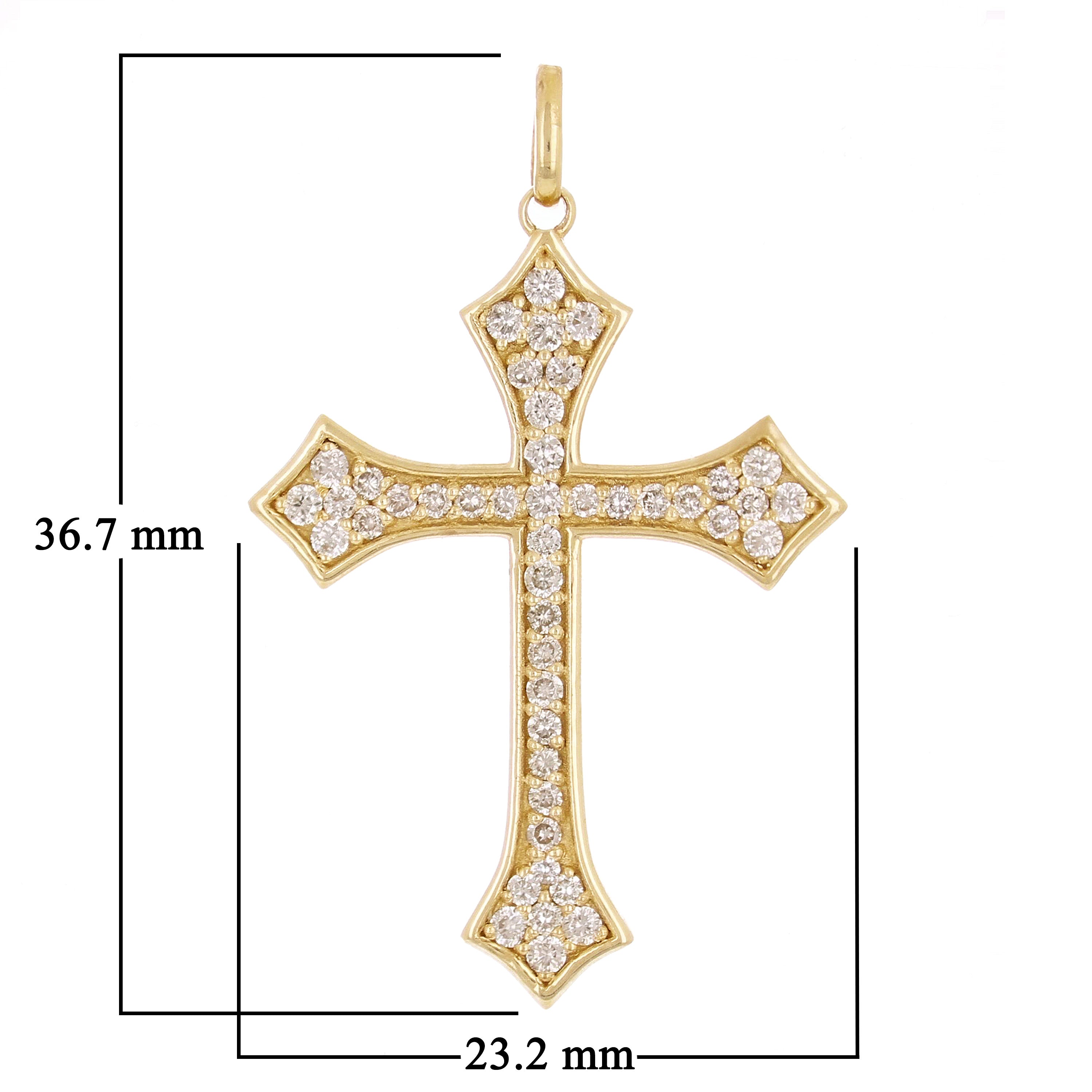 14k Yellow Gold 0.47ctw Diamond Cross Pendant 1.4" 3 grams