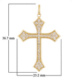 14k Yellow Gold 0.47ctw Diamond Cross Pendant 1.4" 3 grams