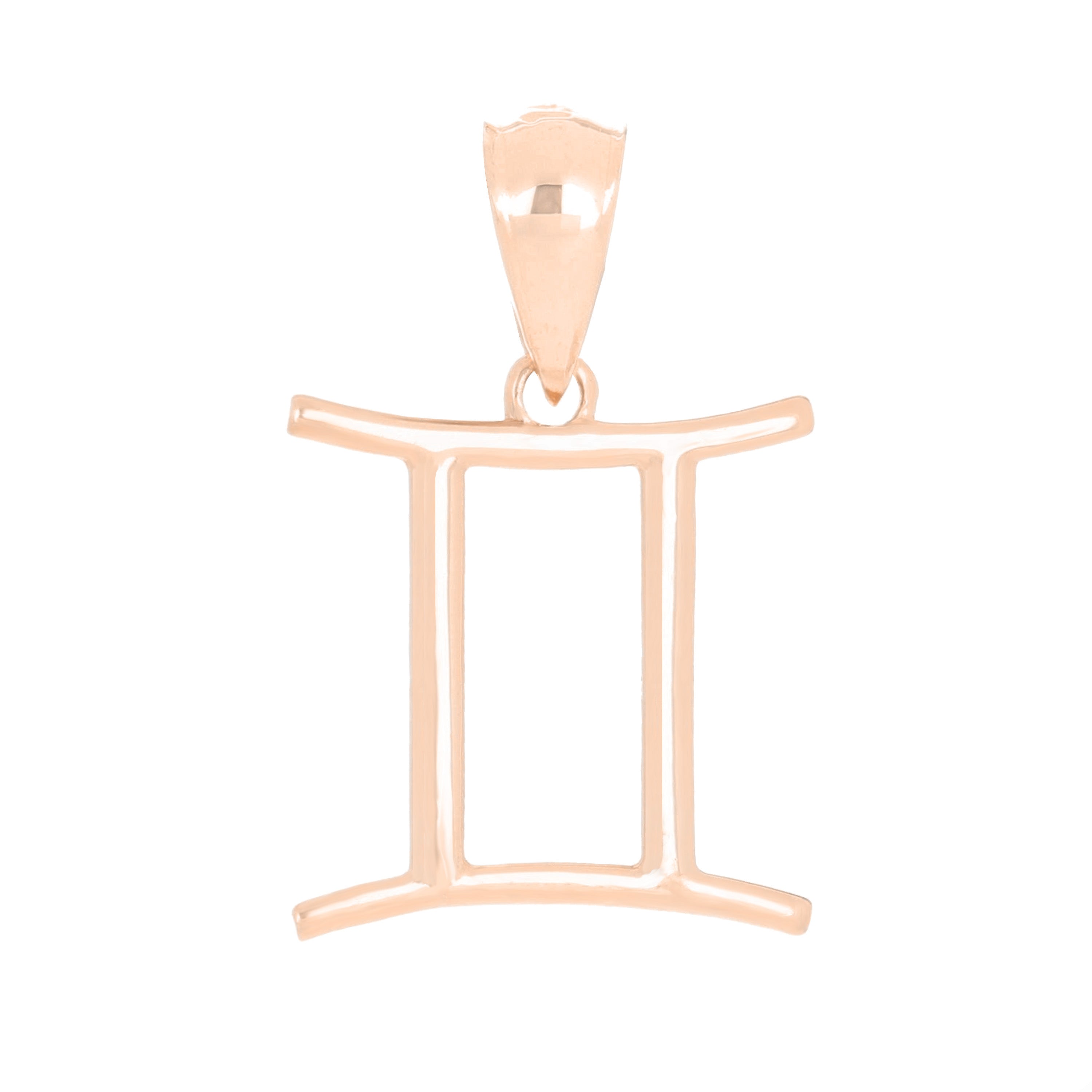 14k Rose Gold Gemini Zodiac Sign Charm Pendant - Gemini,Rose