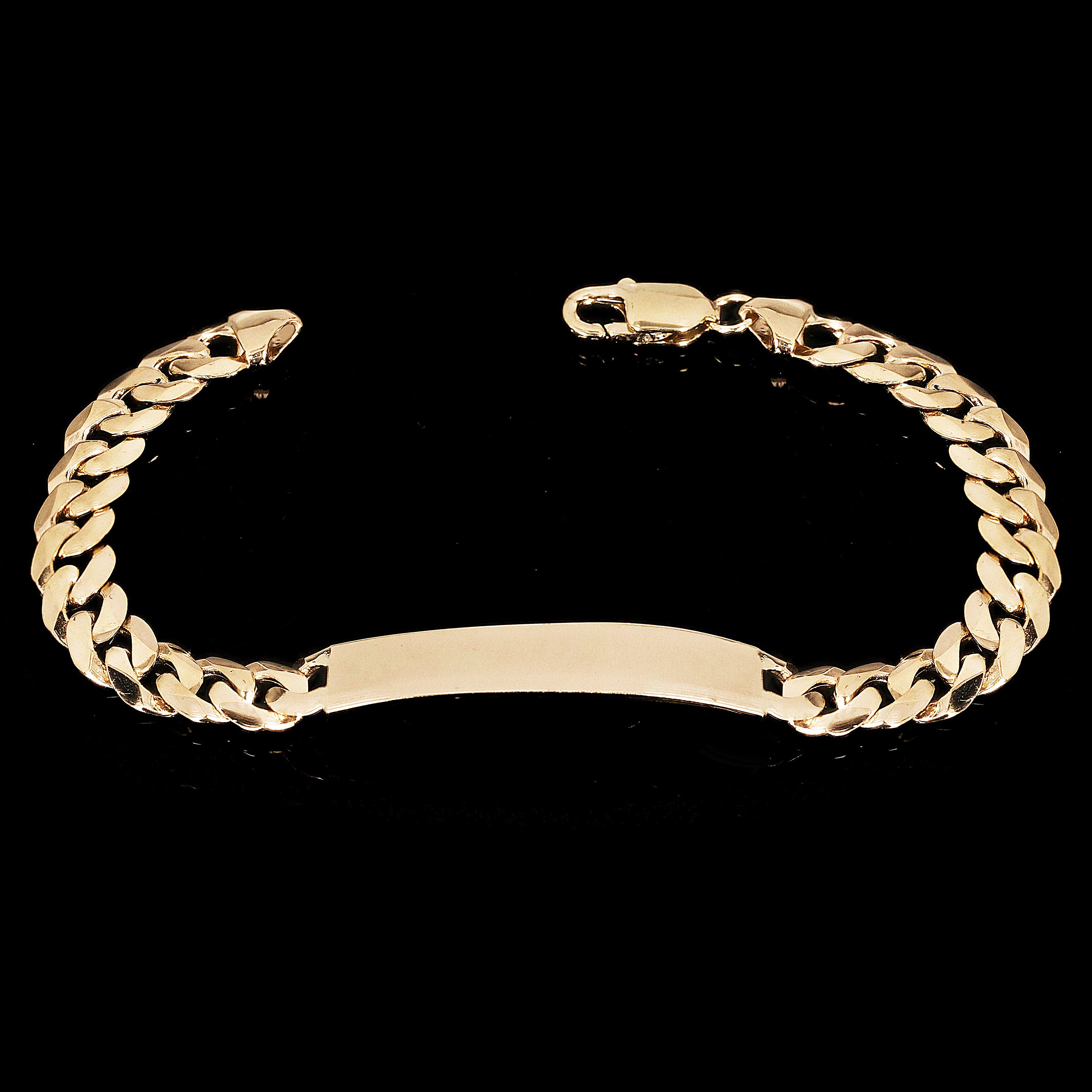 14k Yellow Gold Solid Curb Cuban Link Chain ID Bracelet 9" 10.2mm 25.3 grams