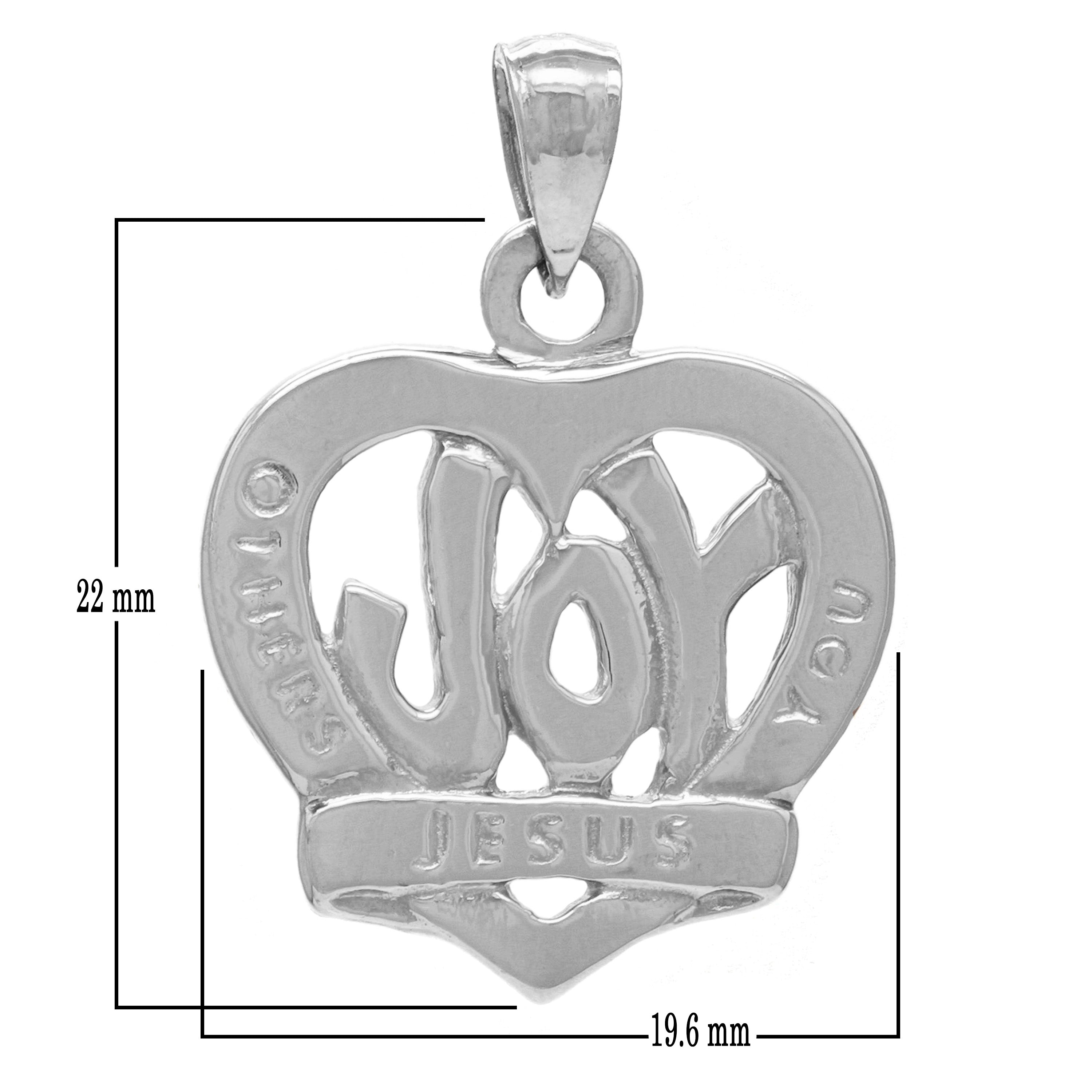 14k White Gold OTHERS YOU JESUS JOY Heart Religious Charm Pendant 4.4grams - White