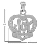 14k White Gold OTHERS YOU JESUS JOY Heart Religious Charm Pendant 4.4grams - White