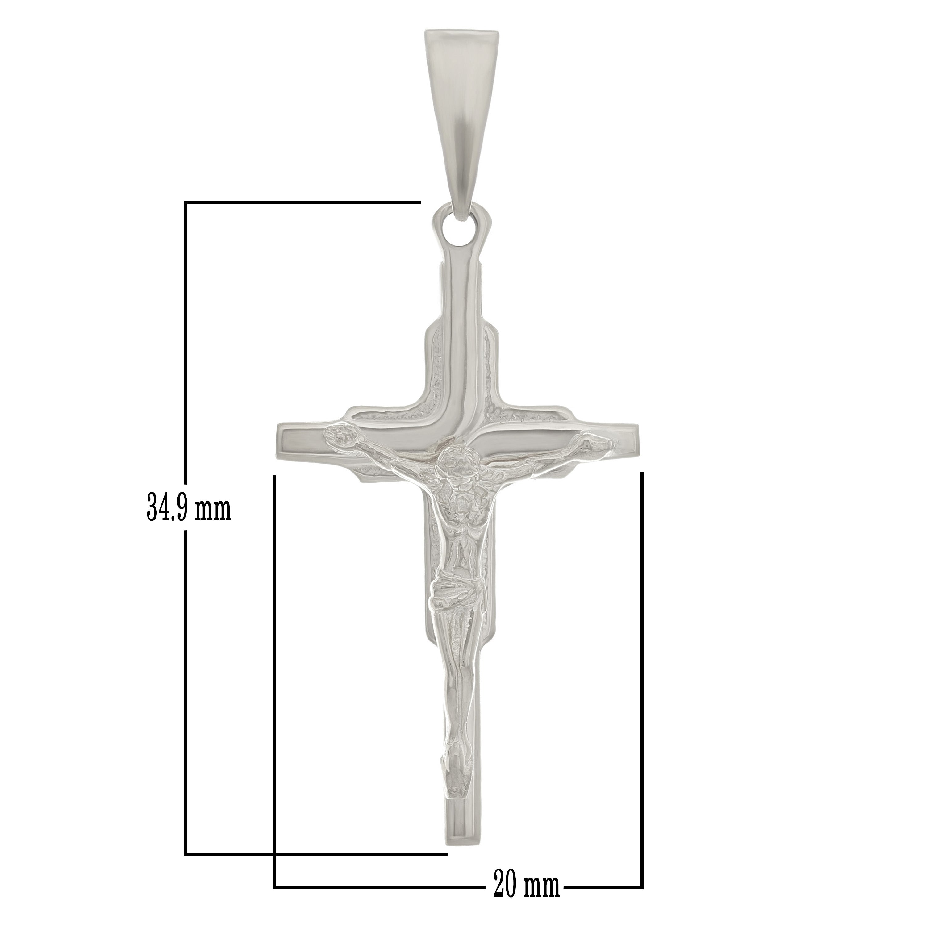 14k White Gold Religious Cross Jesus Crucifix Cross Charm Pendant 2.6 grams - White