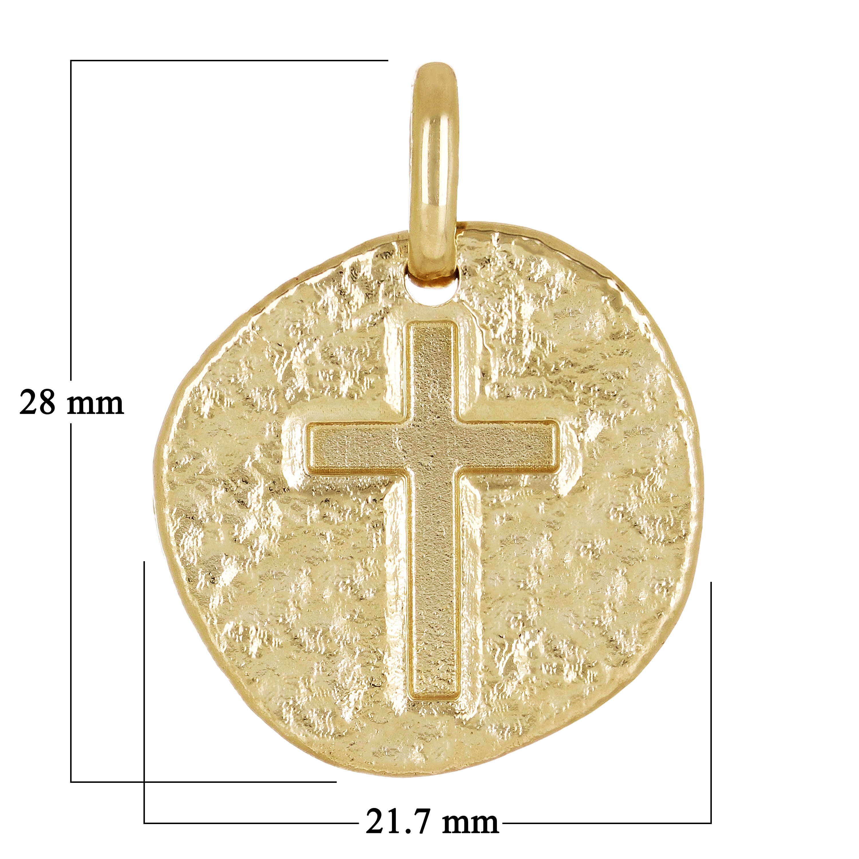 14k Yellow Gold Medallion Cross Religious Charm Pendant 1.1" 8.1 grams