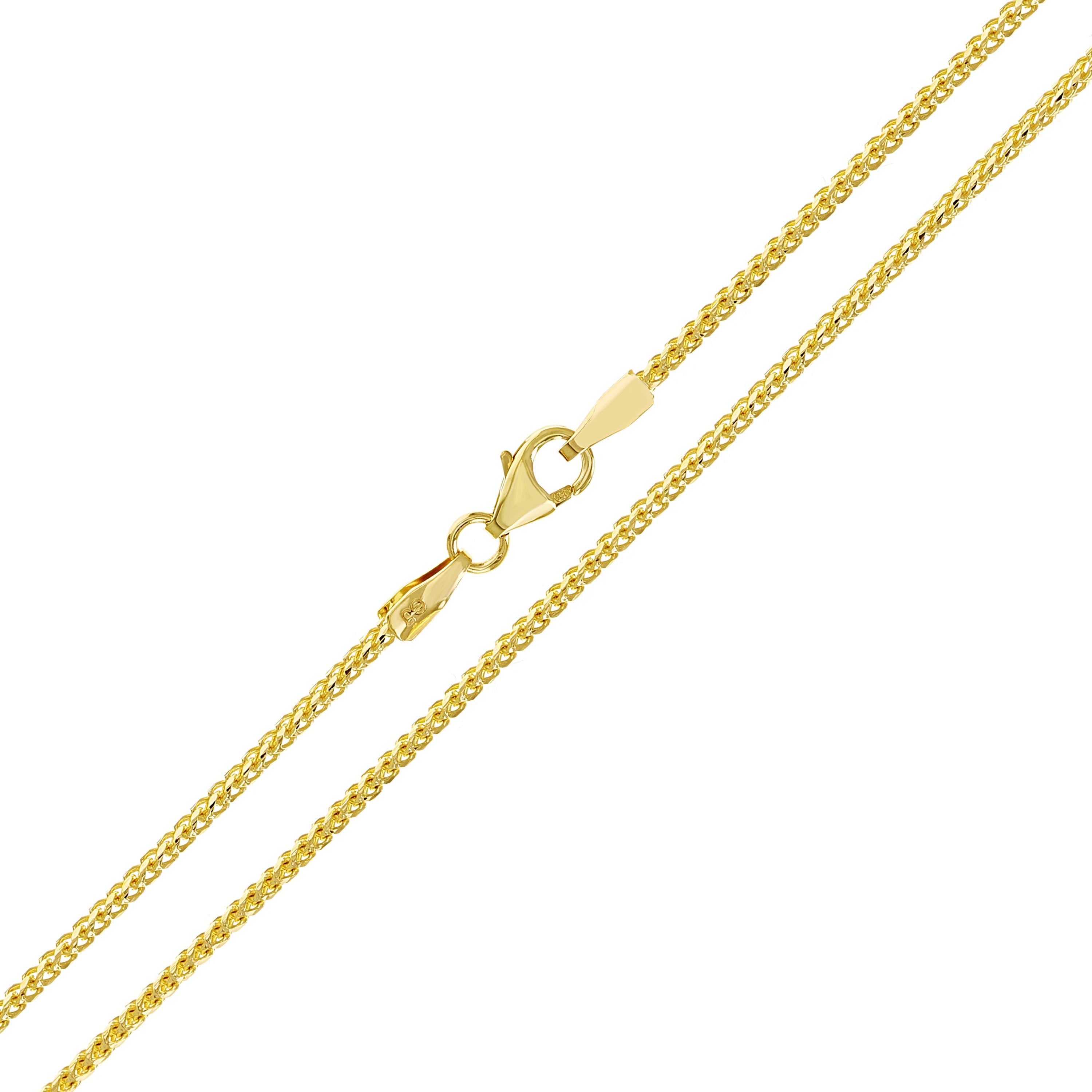 Italian 14k Yellow Gold Solid Diamond Cut Franco Chain Necklace 18" 1.2mm 3.7 grams - Yellow,18" 3.7 grams