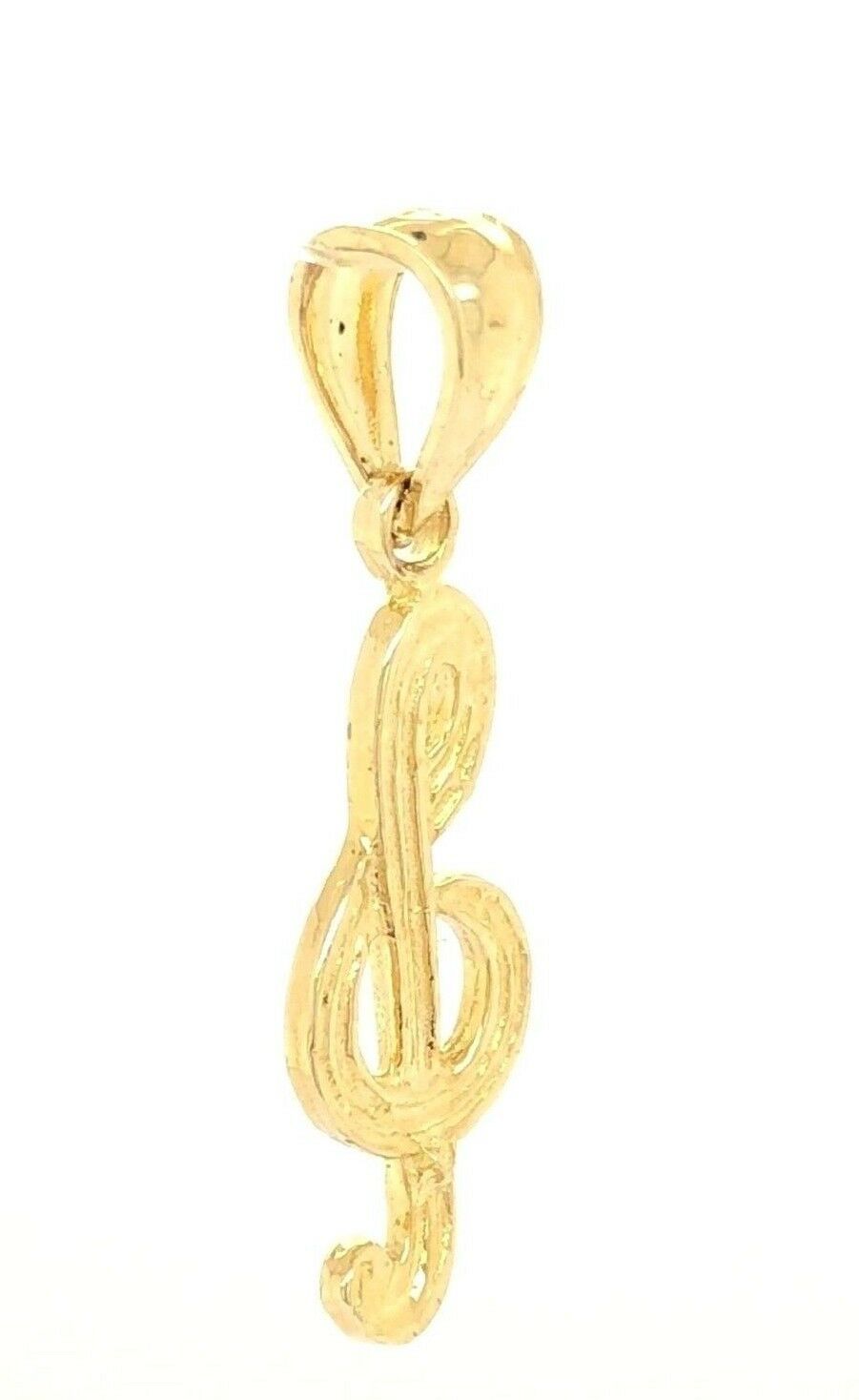 14k Yellow Gold Treble Clef Music Note Charm Pendant 0.9 gram