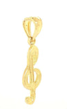 14k Yellow Gold Treble Clef Music Note Charm Pendant 0.9 gram