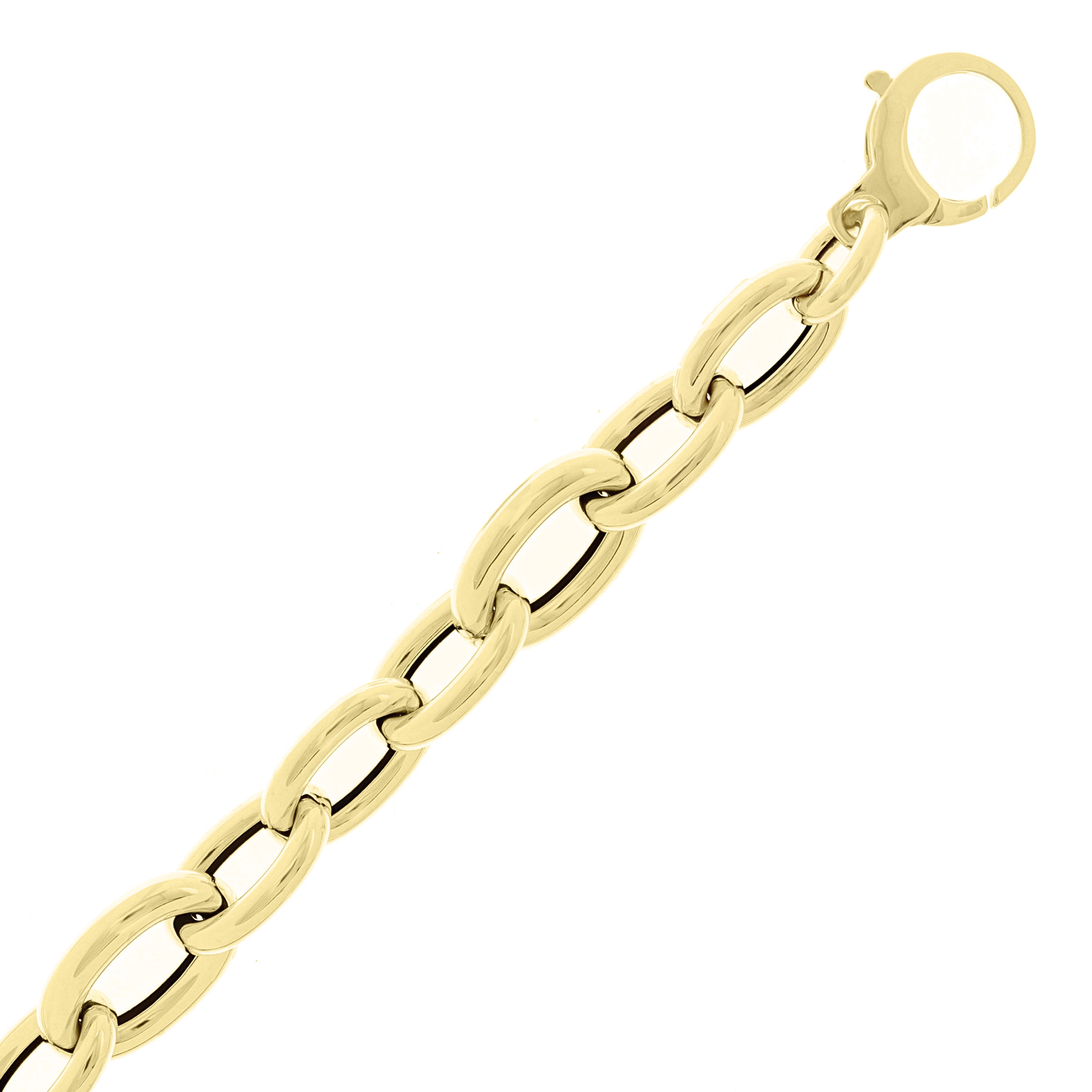 Italian 14k Yellow Gold Hollow Oval Rolo Links Bracelet 7.75" 10.9mm 6.8 grams