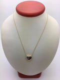 10k Two Tone Gold 18" Necklace with Heart Ruby & Diamonds Charm Round Pendant