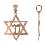 14k Rose Gold Jewish Star Of David Hebrew Chai Charm Pendant 2.2 grams - Rose