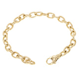 14k Yellow Gold Solid Handmade Oval Link Chain Bracelet 7" 6.9mm 17.5 grams - 7"