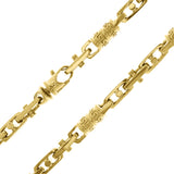 10k Yellow Gold Handmade Greek Key Barrell Link Necklace 24" 7.5mm 112.5 grams - 24" 112.5 grams
