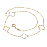Italian 14k Yellow & White Gold Flower Charm Station Bracelet 7" 1.6 grams