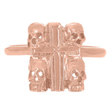 14k Rose Gold Fours Skulls Cross Ring