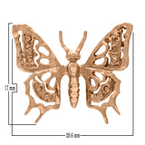 14k Rose Gold Diamond Cut Butterfly Charm Pendant 2 grams - Rose