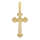 Italian 14k Yellow Gold 3D Double Sided Crucifix Cross Charm Pendant 1.6" 3.6g