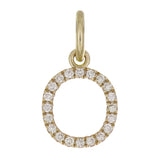 14k Yellow Gold Diamond Initial Letter O Charm Pendant - Letter O,Yellow