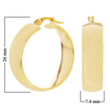 Italian 14k Yellow Gold Shiny Round Hollow Hoop Earrings 1" 7.4mm 3.3 grams