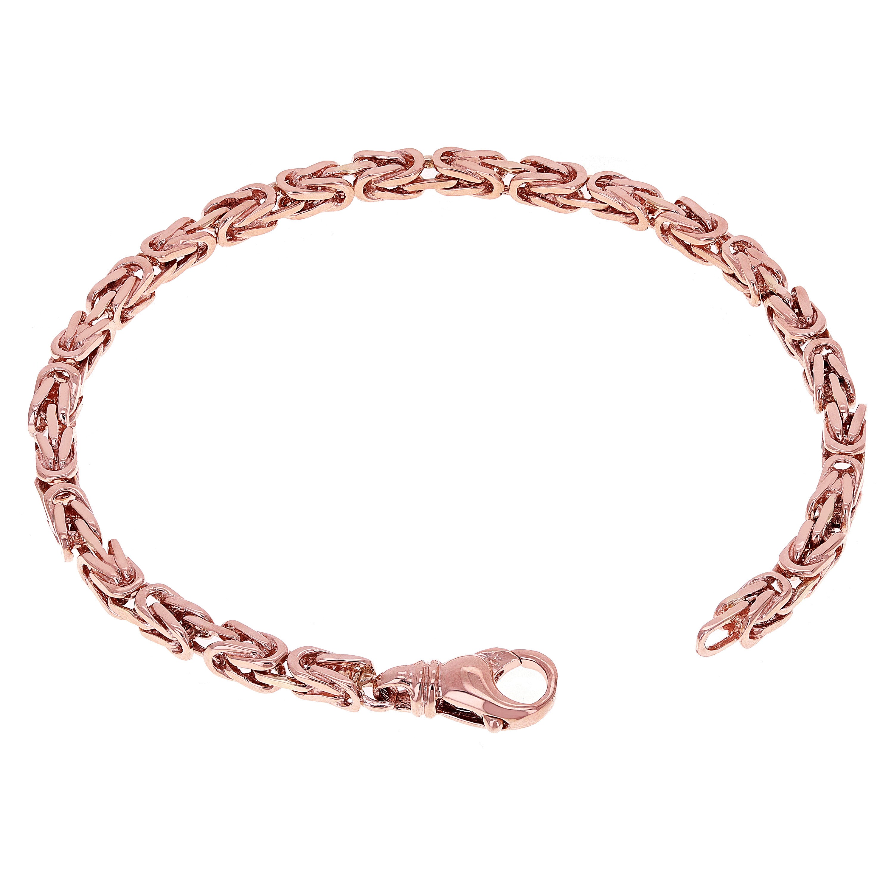 10k Rose Gold Solid Square Byzantine Bracelet 7" 4.7mm 18.2 grams - Rose,7"