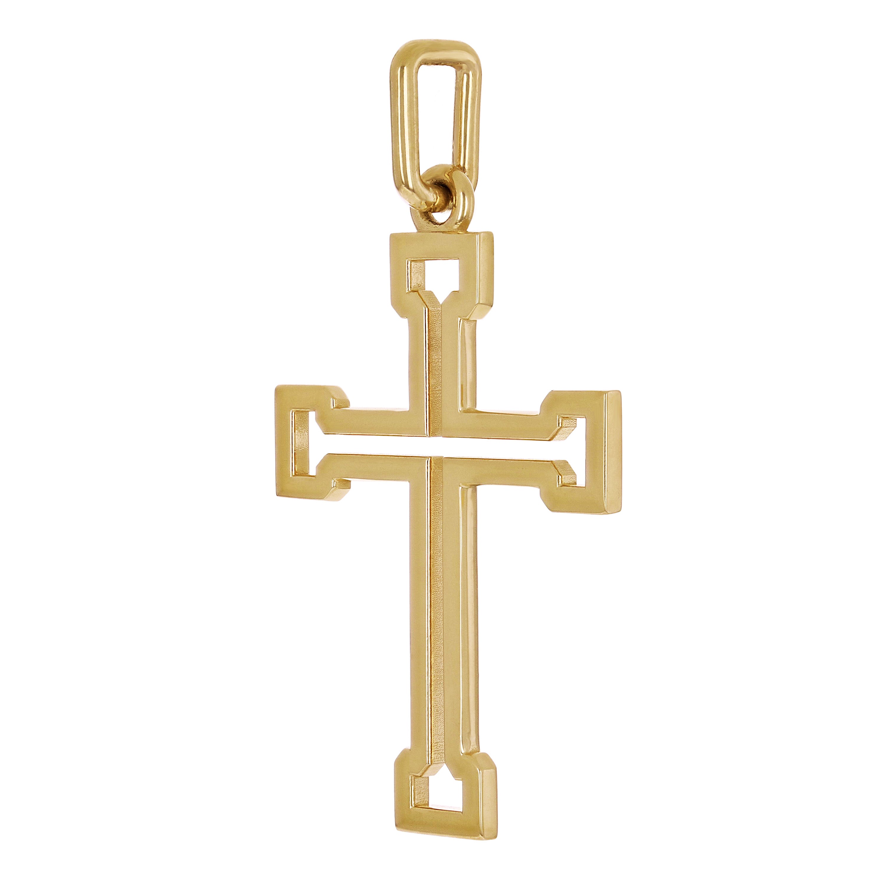14k Yellow Gold Solid Big 3D Open Cross Pendant 2.7" 15.9 grams