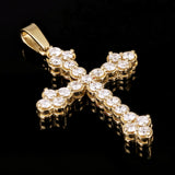 14k Yellow Gold 0.98ctw Diamond Cross Pendant 1.5" 2.6 grams