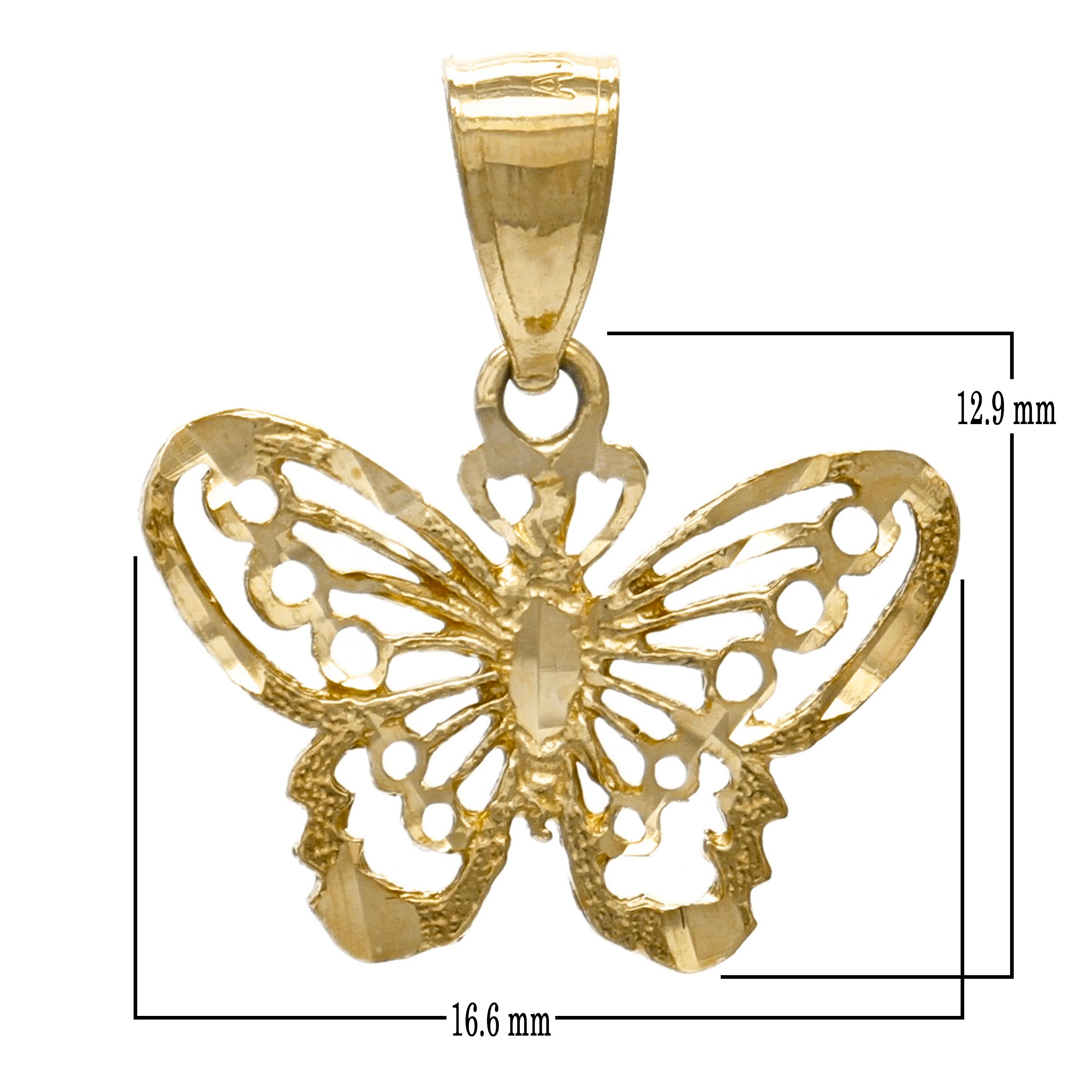10k Yellow Gold Butterfly Charm Pendant Small - Small
