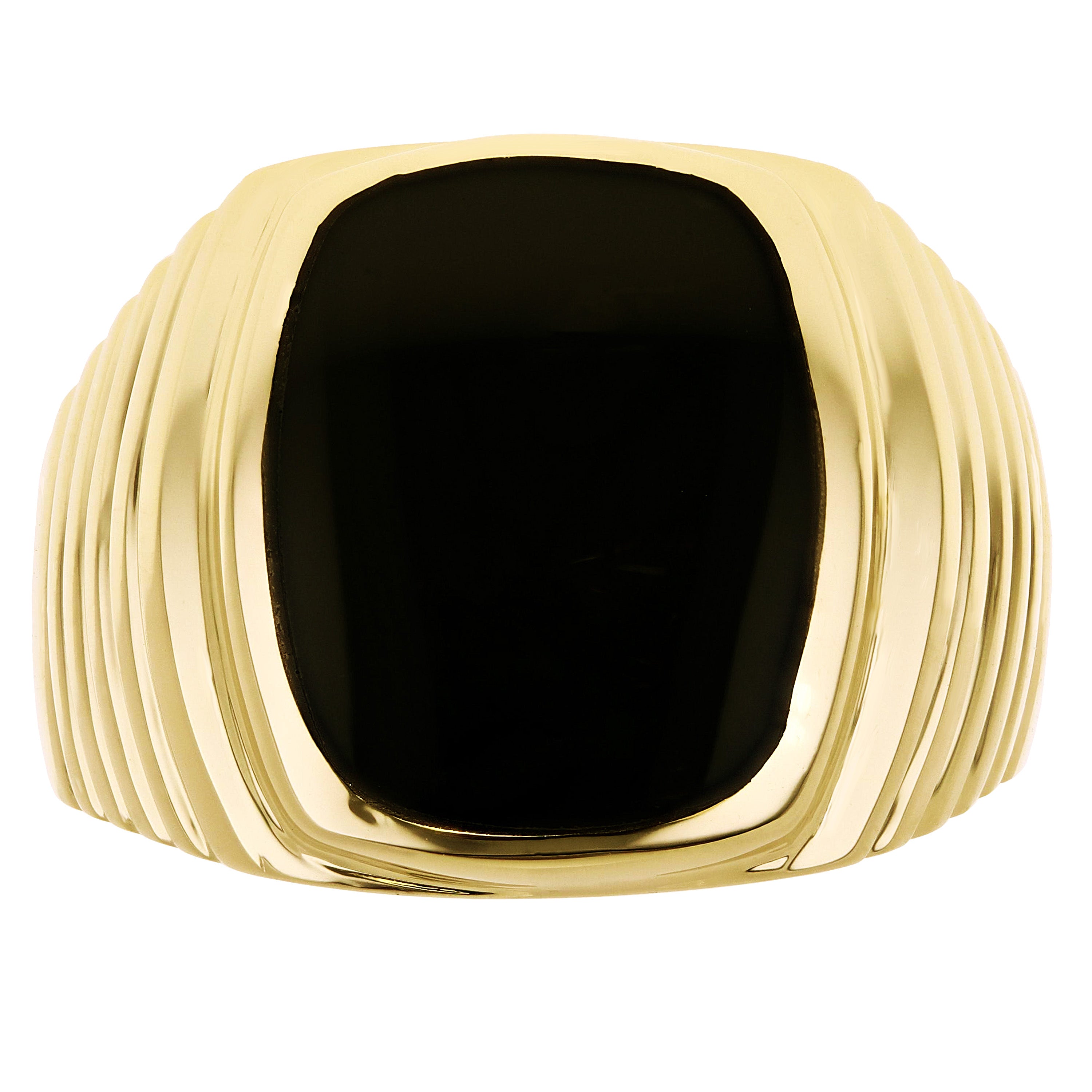 Men's 14k Yellow Gold Square Black Onyx Ring Size 7 - Ring Size 7