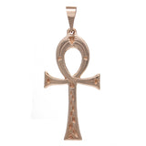 "14k Rose Gold Egyptian Ankh Cross Religious Charm Pendant 2"" 10.7 grams - Rose" - Rose