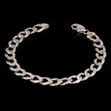 14k White Gold Solid Flat Cuban Curb Link Chain Bracelet 8" 9mm 17 grams