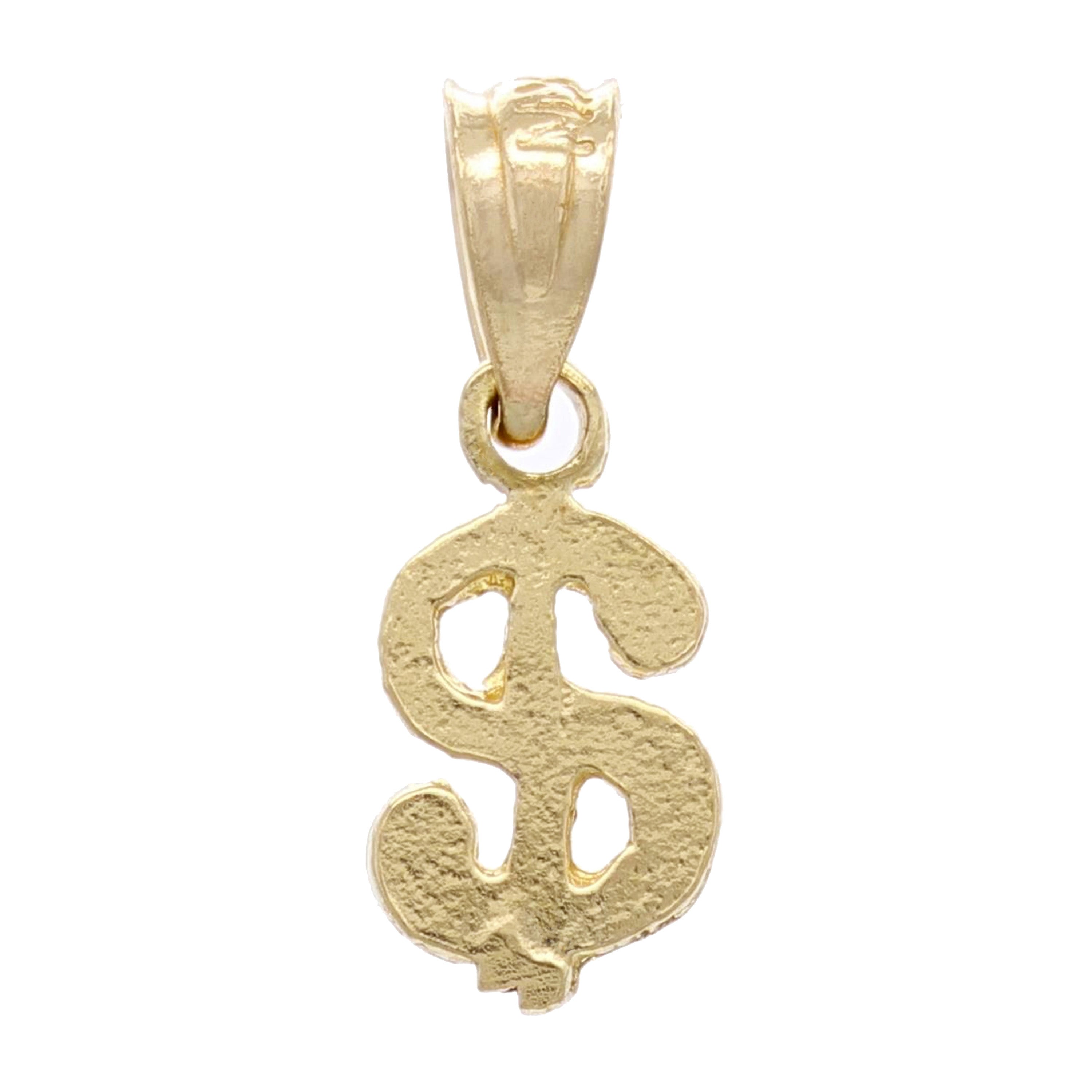 14k Yellow Gold Money Dollar Sign Charm Pendant 0.5 gram Small - Yellow