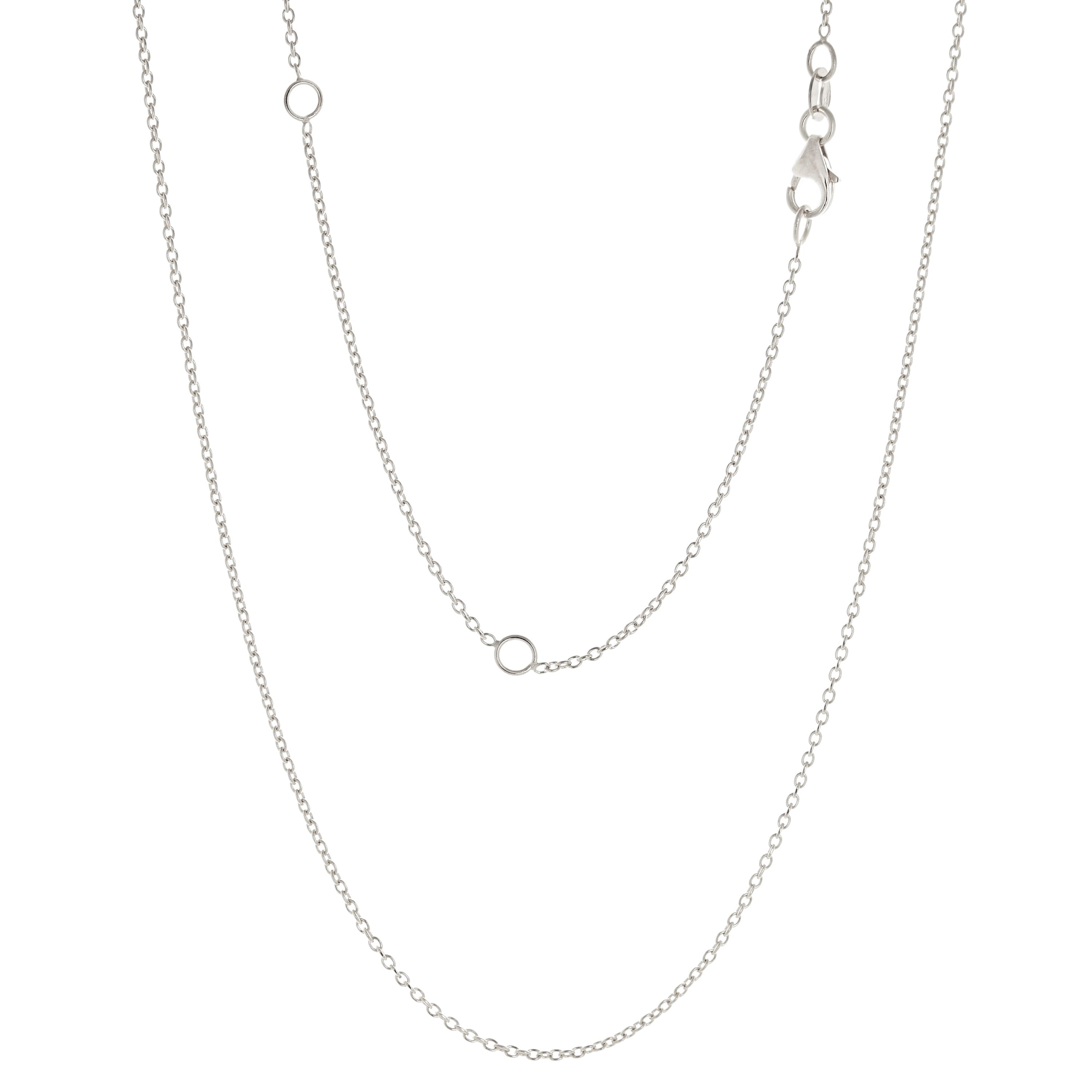 Italian 14k White Gold Rolo Chain Necklace Adjustable 16-20" 1.1mm 1.9 grams - 1.9 grams