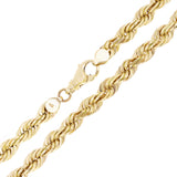 Men's Solid 10k Yellow Gold Diamond Cut Rope Chain Necklace 22" 8mm 105.6 grams - 22" 105.6 grams