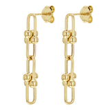 Italian 14k Yellow Gold U Link Dangle Earrings 1.2" 6mm 2.4 grams