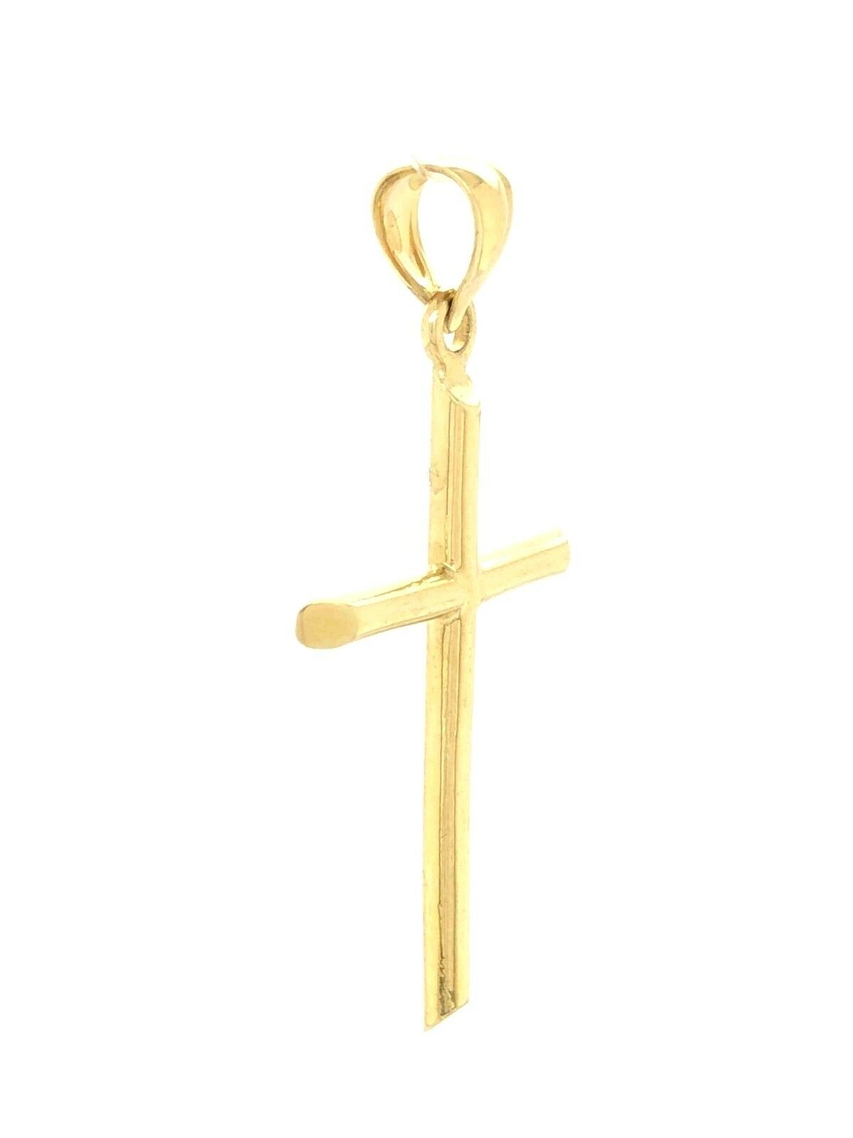 14k Yellow Gold Cross Religious Charm Pendant 1.7" 3 grams