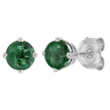 14k White Gold Emerald Solitaire Stud Earrings