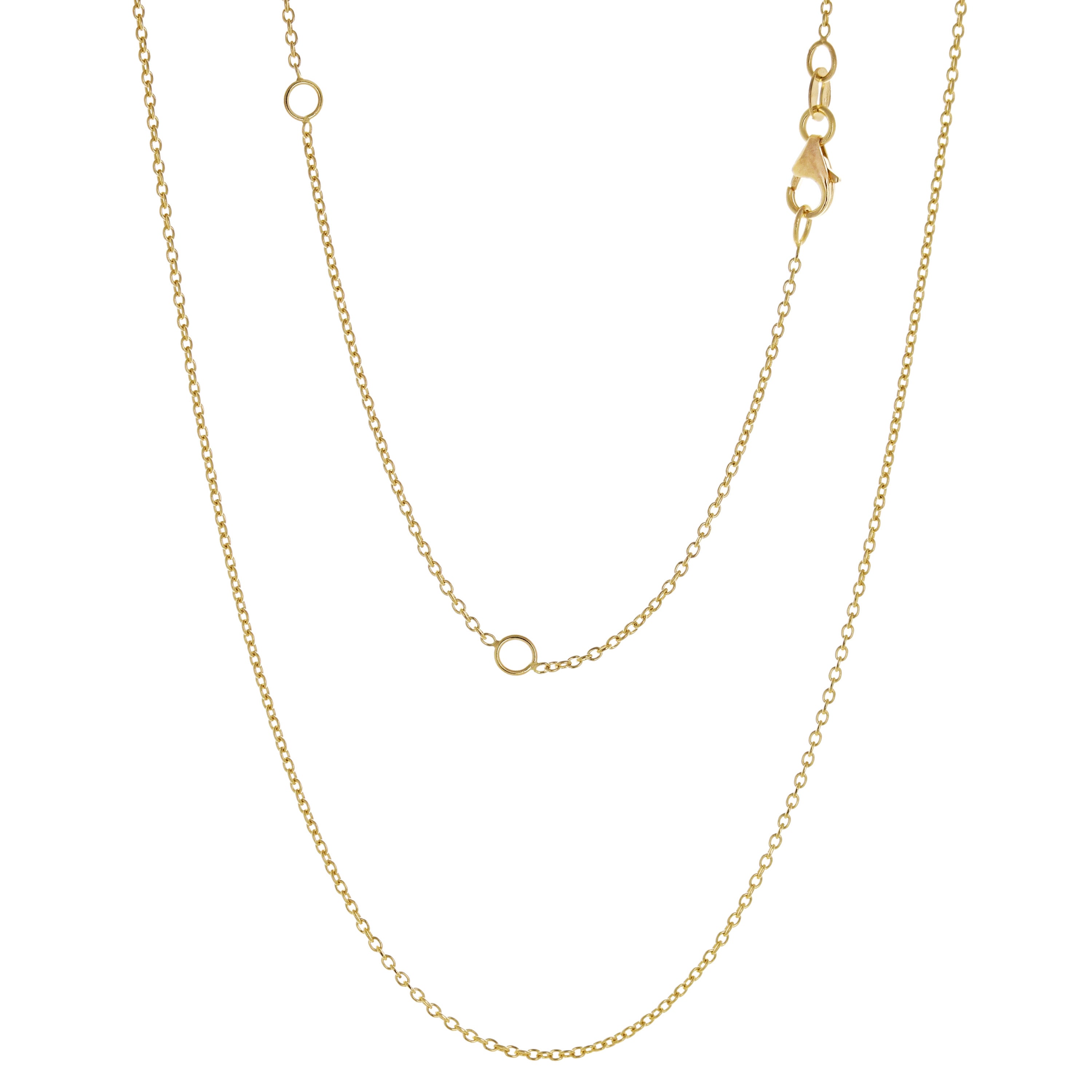 Italian 14k Yellow Gold Rolo Chain Necklace Adjustable 16-20" 1.1mm 1.9 grams - 1.9 grams