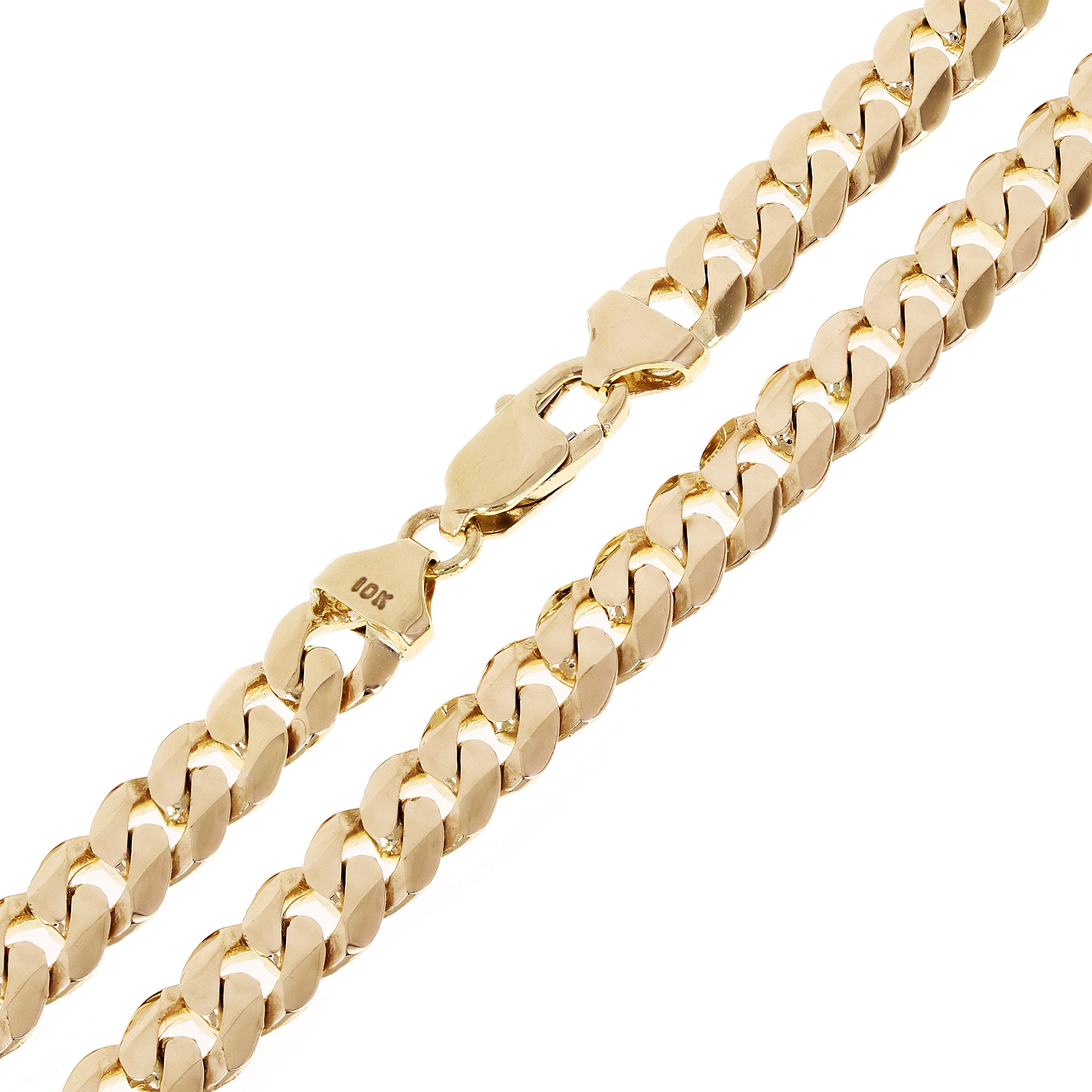 Men's 10k Yellow Gold Solid Curb Cuban Link Chain Necklace 20" 8mm 53 grams - 20"