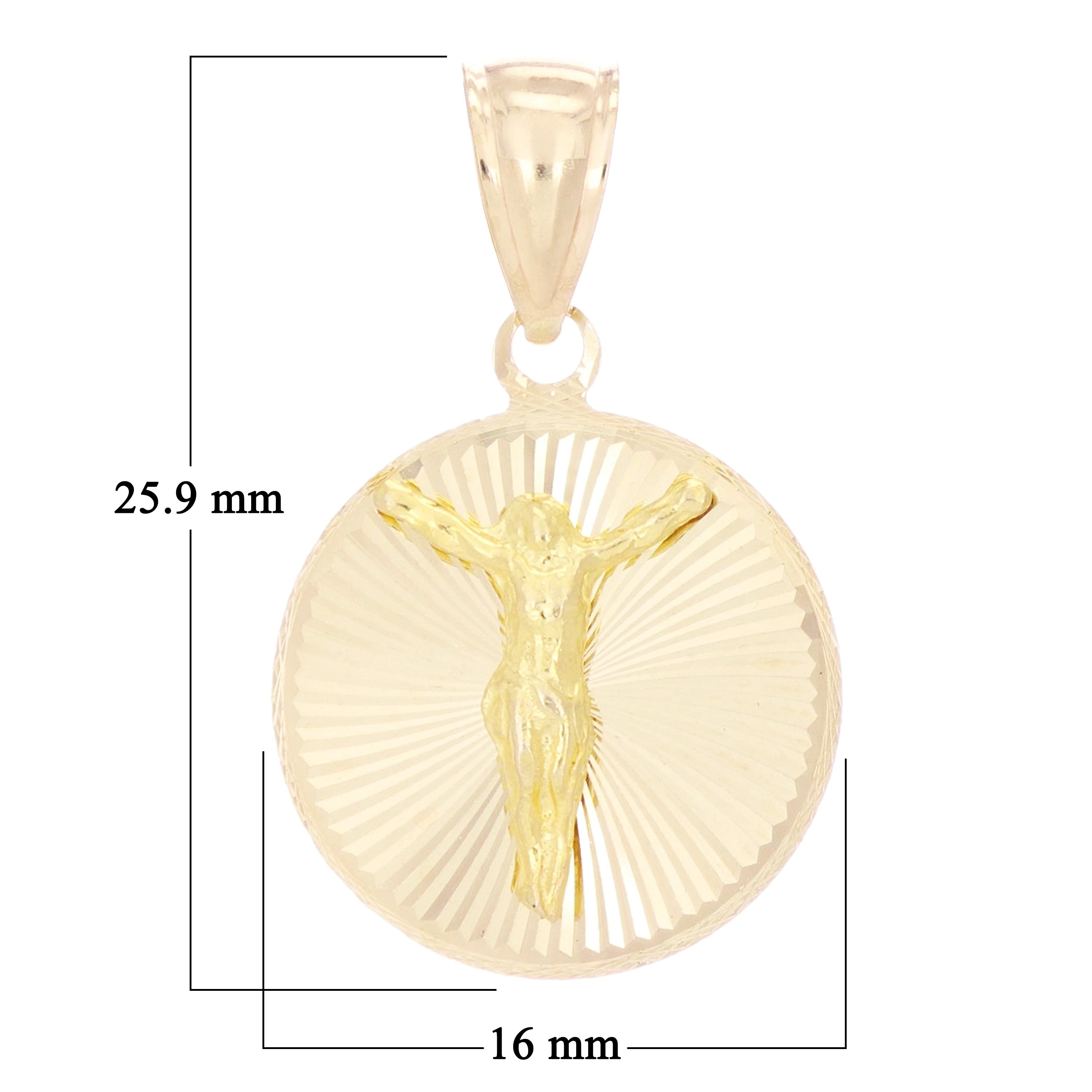 14k Yellow Gold Cross Jesus Christ Crucifix Pendant Medium - Medium