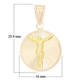 14k Yellow Gold Cross Jesus Christ Crucifix Pendant Medium - Medium