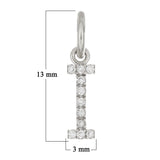 14k White Gold Diamond Initial Letter I Charm Pendant - Letter I,White